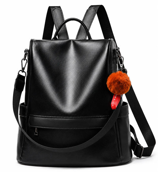 Vintage Women's Leather Backpack – Large Capacity Shoulder & Travel Bag