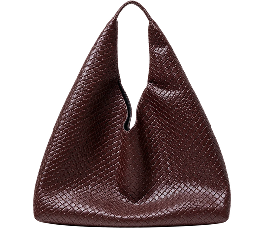 Women’s Braided Faux Leather Tote Bag – Large Shoulder Handbag, Casual Everyday Carryall