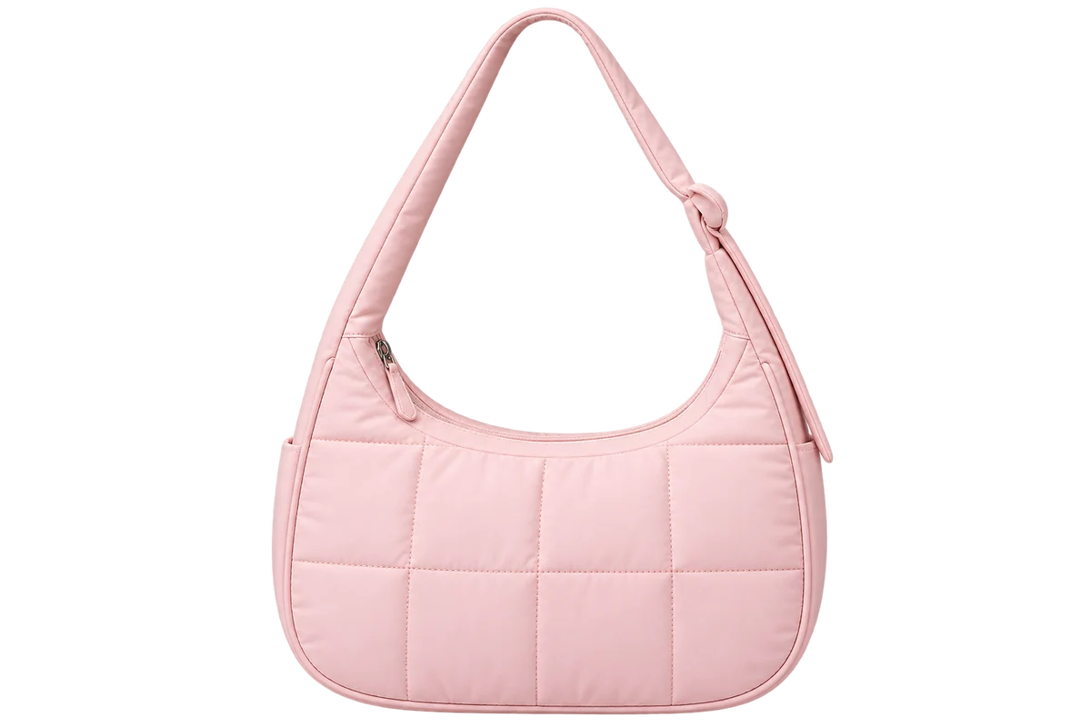 Women’s Quilted Puffer Shoulder Bag – Lightweight Nylon Underarm Hobo Tote with Adjustable Strap