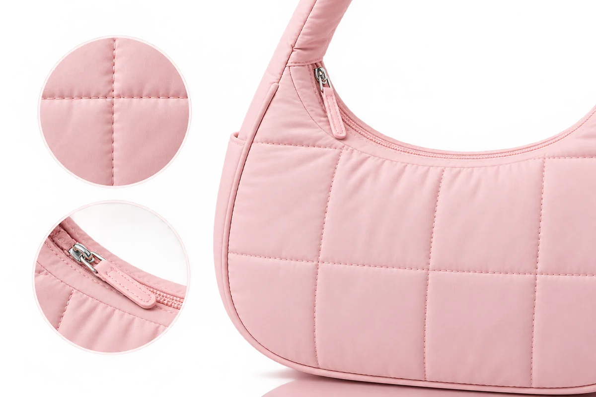 Women’s Quilted Puffer Shoulder Bag – Lightweight Nylon Underarm Hobo Tote with Adjustable Strap