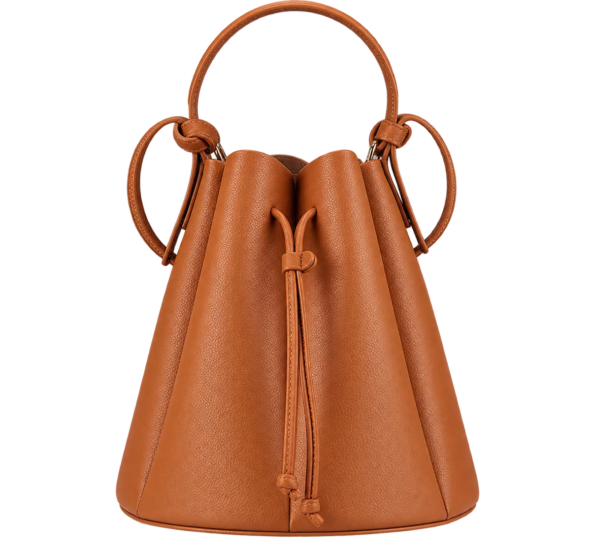 Women’s Vintage Petal Bucket Bag – PU Leather Crossbody Shoulder Handbag