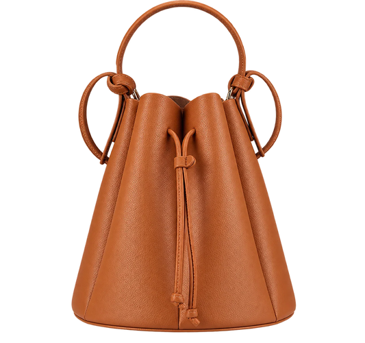 Women’s Vintage Petal Bucket Bag – PU Leather Crossbody Shoulder Handbag
