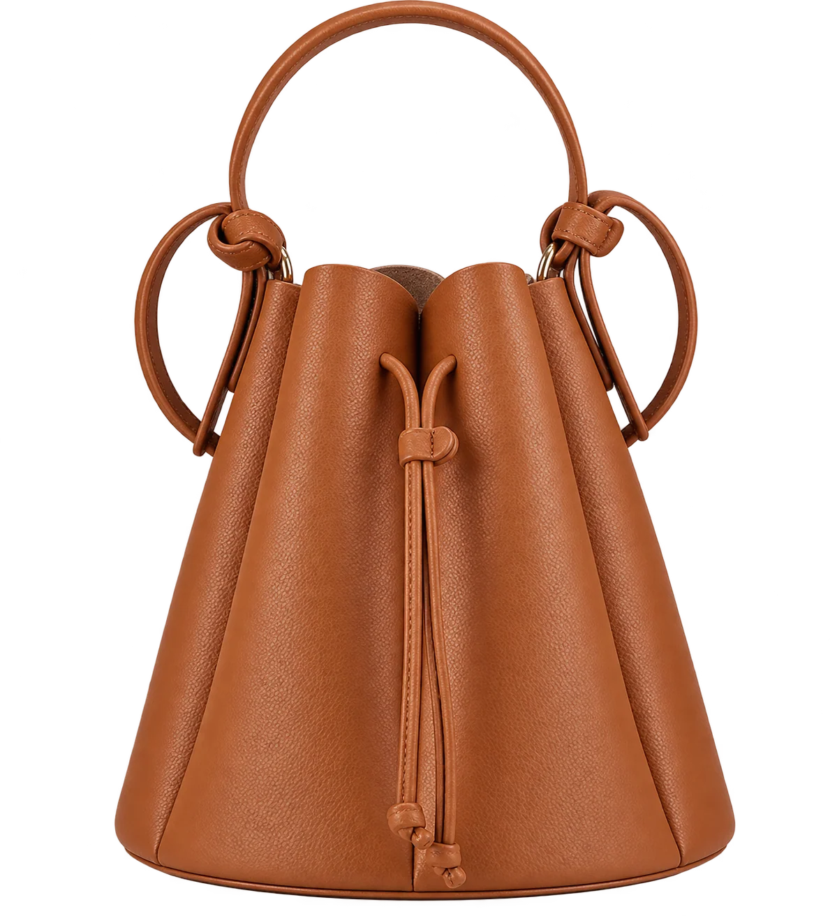 Women’s Vintage Petal Bucket Bag – PU Leather Crossbody Shoulder Handbag