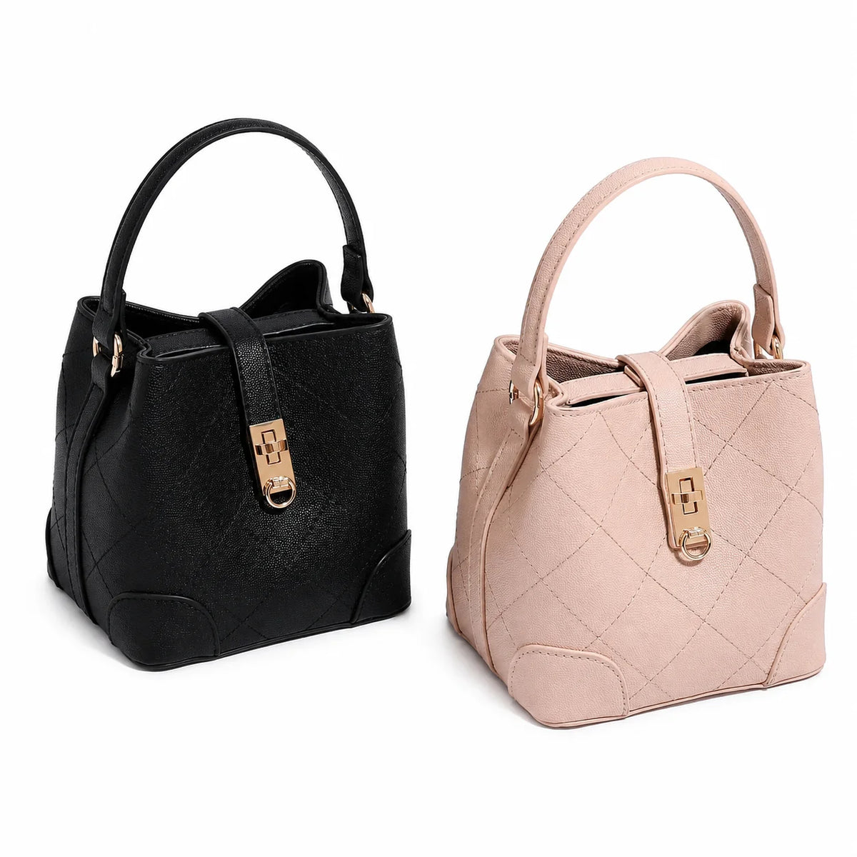 Women’s Genuine Leather Diamond Quilted Shoulder Bag – Zipper Tote Handbag