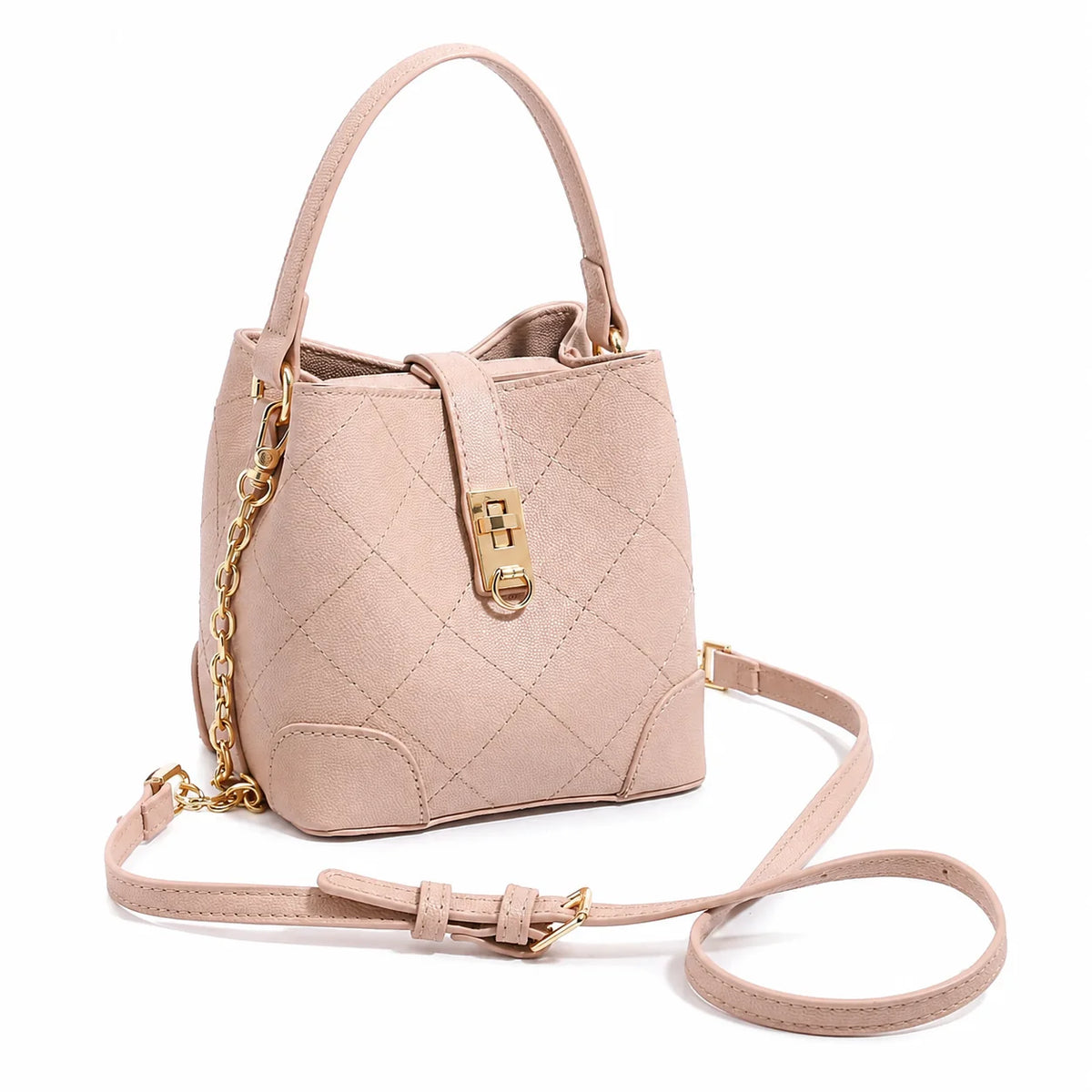Women’s Genuine Leather Diamond Quilted Shoulder Bag – Zipper Tote Handbag