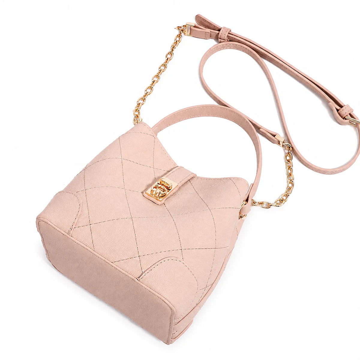 Women’s Genuine Leather Diamond Quilted Shoulder Bag – Zipper Tote Handbag